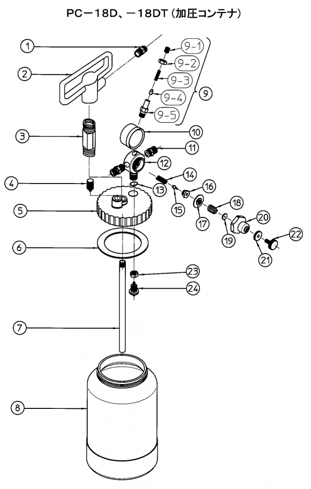 アネストIwata 加圧コンテナＰＣ－１８Ｄ －１８ＤＴ部品 ツマミ の