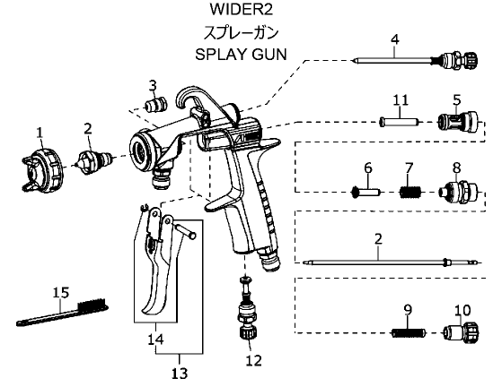 アネストIwata スプレーガン部品 WＩＤＥＲ２用 ノズルニードルASSY １２の通販ページ。 | 商品の紹介 |  塗料・ペイント・エアブラシ通販｜有限会社松谷塗料店